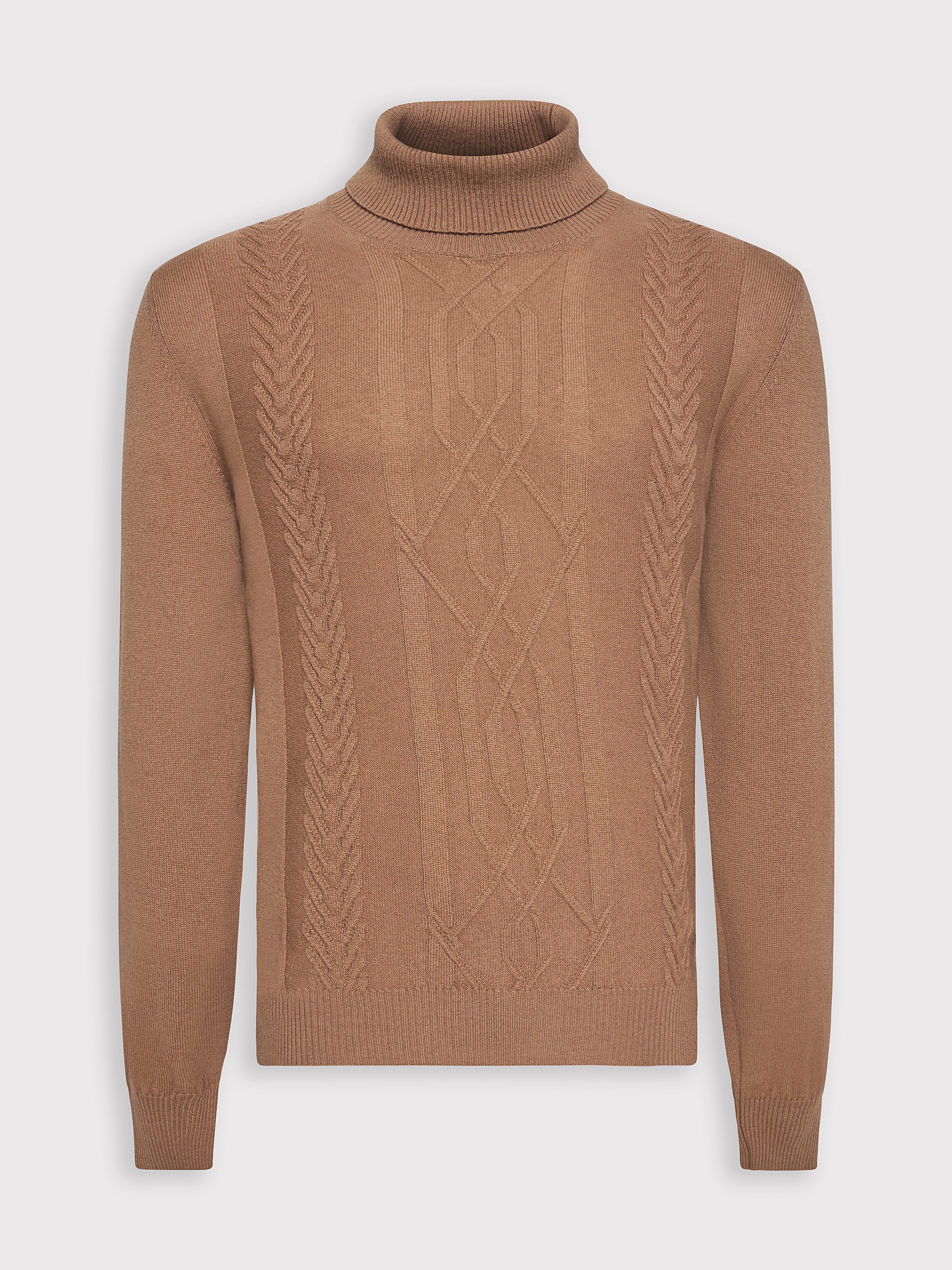 Vicuna Cable Knit Turtleneck Cashmere Sweater – FRÈRE
