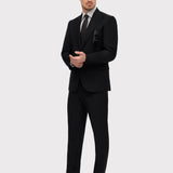 Black Moore Solid Super 130's Twill Suit