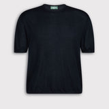 Navy Short Sleeve Tee Cashmere & Silk Sweater