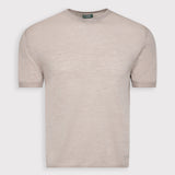 Oatmeal Short Sleeve Tee Wool & Silk Sweater