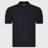 Navy Polo Shirt Cashmere & Silk Sweater