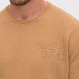 Camel Hibiscus Crewneck Cashmere Sweater
