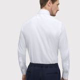 White Classic Collar Solid Stretch Satin Shirt