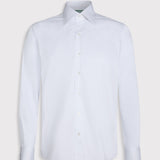 White Classic Collar Solid Stretch Satin Shirt