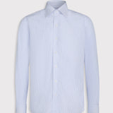 White & Blue Classic Collar Multi Stripe Shirt