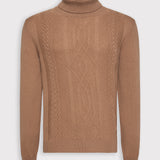 Vicuna Cable Knit Turtleneck Cashmere Sweater